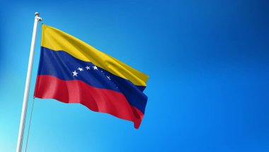 Venezuela Bayrağı Mavi Gökyüzünde Dalgalanıyor 3D Görüntü