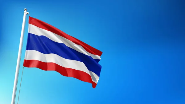 Bandiera Thailandia Sventola Sfondo Blue Sky Render — Foto Stock