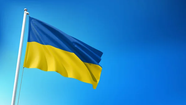 Flaga Ukrainy Tle Błękitnego Nieba Render — Zdjęcie stockowe