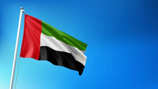 アラブ首長国連邦の旗が青空に飛ぶ背景3Dレンダリング — ストック写真