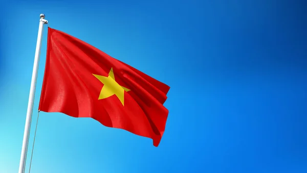 stock image Vietnam Flag Flying on Blue Sky Background 3D Render