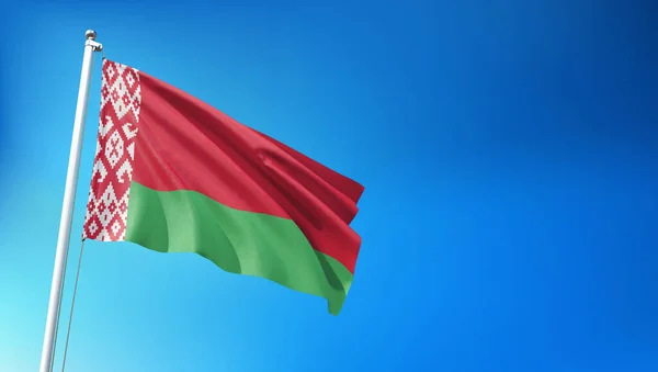 Bandeira Bielorrússia Voando Fundo Azul Céu Render — Fotografia de Stock