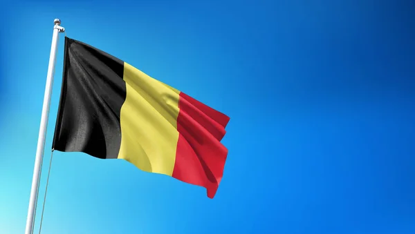 Belgia Flaga Tle Błękitnego Nieba Render — Zdjęcie stockowe