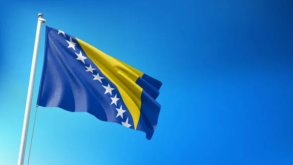 Bandera Bosnia Ondeando Sobre Fondo Azul Del Cielo Render — Foto de Stock