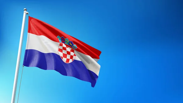 青空を舞うクロアチア国旗背景3Dレンダリング — ストック写真