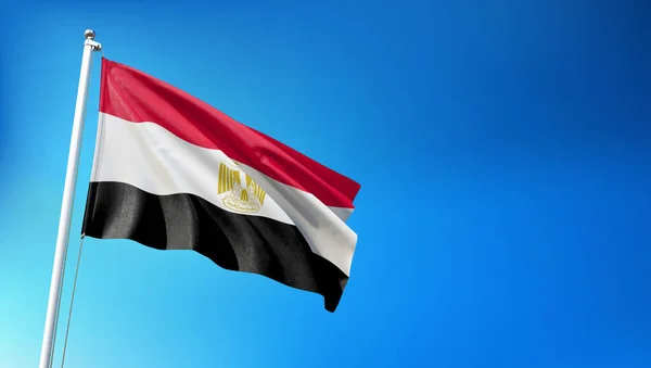 Bandera Egipto Ondeando Sobre Fondo Azul Del Cielo Render —  Fotos de Stock