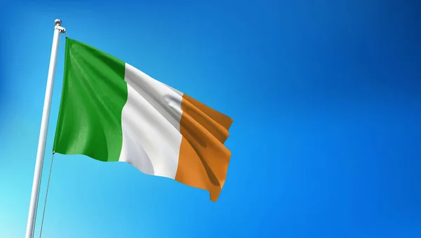 Bandeira Irlanda Flying Blue Sky Background Render — Fotografia de Stock