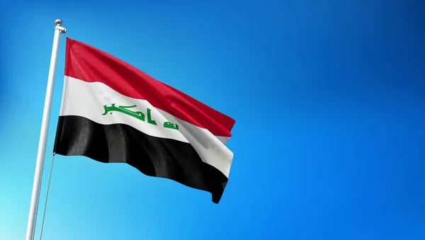 Bandera Irak Ondeando Sobre Fondo Azul Del Cielo Render —  Fotos de Stock