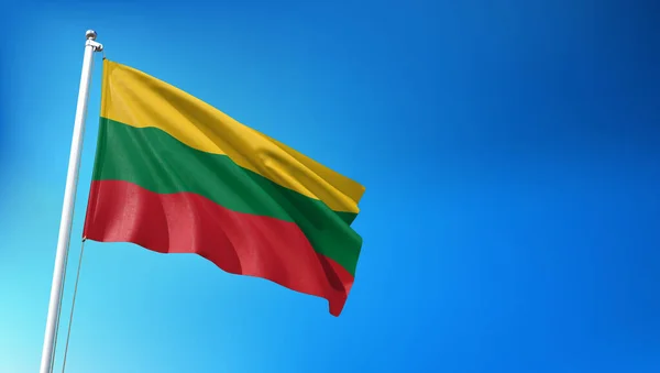 Lituania Bandiera Che Sventola Sfondo Blue Sky Render — Foto Stock
