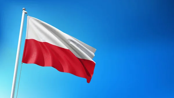 ポーランド国旗空を飛ぶ3Dレンダリング — ストック写真