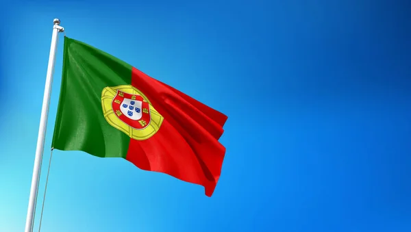 Σημαία Της Πορτογαλίας Που Φέρουν Μπλε Φόντο Ουρανό Render — Φωτογραφία Αρχείου