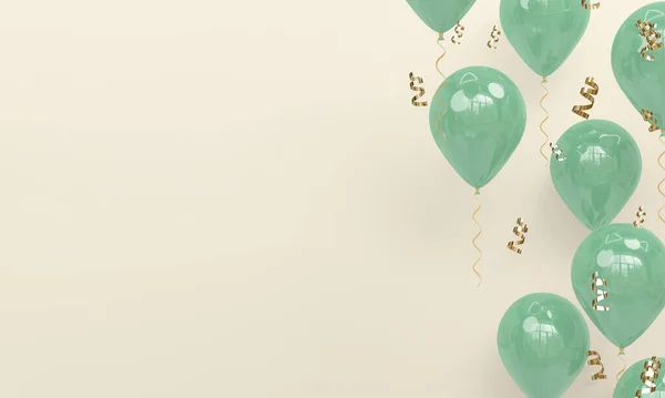Ljus Firande Bakgrund Med Realistiska Gröna Röda Ballonger Render — Stockfoto