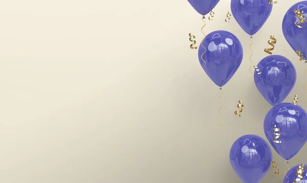 Lekkie Tło Realistyczne Fioletowe Balony Celebration Render — Zdjęcie stockowe