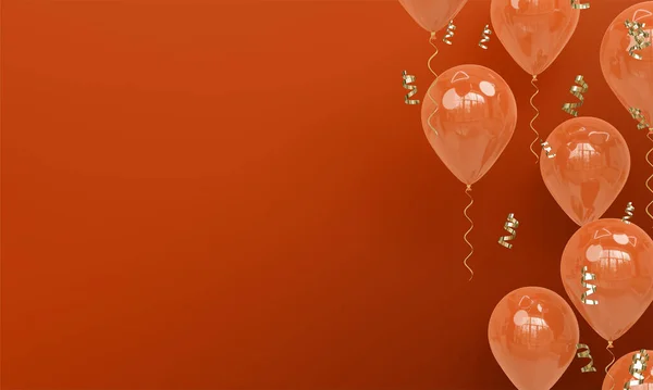 Помаранчеве Свято Background Rerealistic Orange Balloons Render — стокове фото