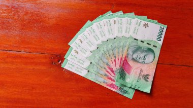 Endonezya Rupiah Banknotları Tahta Yüzey IDR 20000