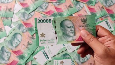 Endonezya Rupiah Banknotları Tahta Yüzey IDR 20000