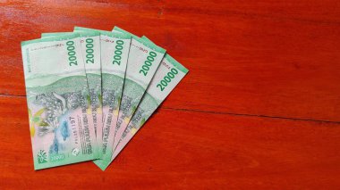 Endonezya Rupiah Banknotları Tahta Yüzey IDR 20000