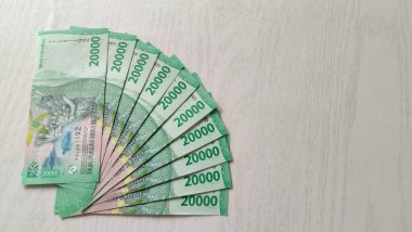 Endonezya Rupiah Banknotları Tahta Yüzey IDR 20000