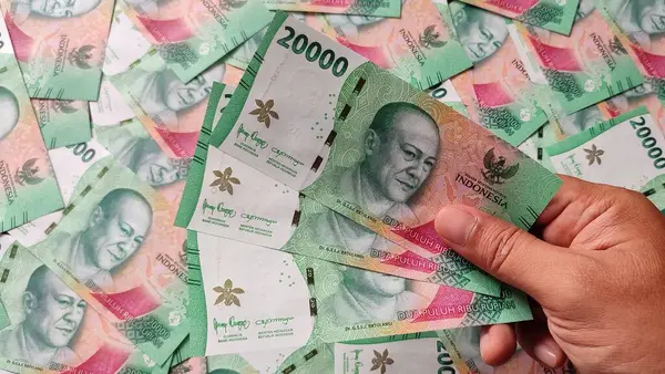 Endonezya Rupiah Banknotları Tahta Yüzey IDR 20000