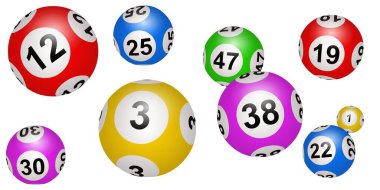 Multicolored loto balls on a white background 