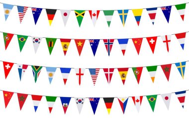 Garland with pennants in international colors clipart