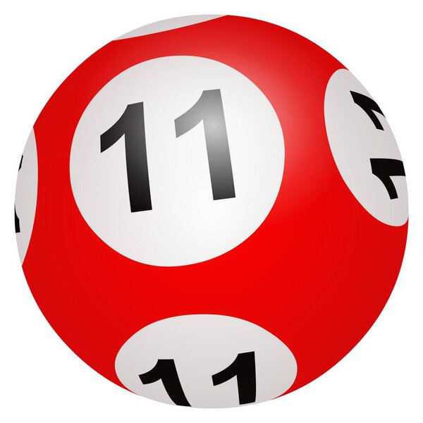 3D Lotto ball number 11  on a white background