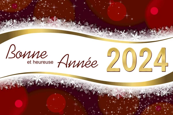Wenskaart Met Franse Tekst Gelukkig Nieuwjaar 2024 — Stockfoto