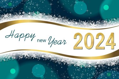 Greeting card with text Happy New Year 2024 clipart