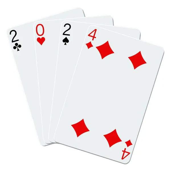 2024 Spielkarten Auf Weißem Hintergrund — Stockvektor