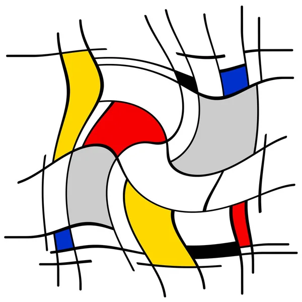 Abstraktní Malba Geometrické Čtvercové Černé Modré Žluté Červené — Stock fotografie