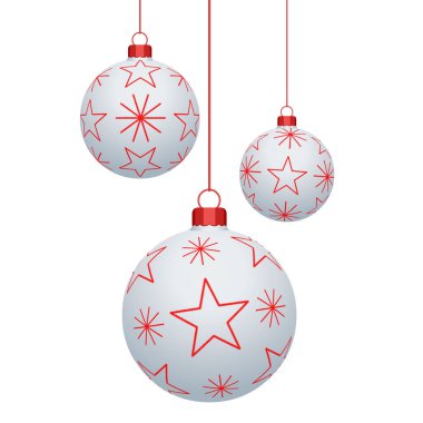 Beyaz ve kırmızı Noel toplarıyla pankart