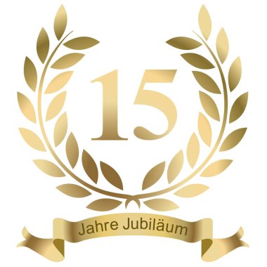 15. yıl kutlamaları için Laurels Almanca metinlerle
