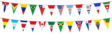 Farklı Amerikan ülkelerinin renklerinde çelenkler