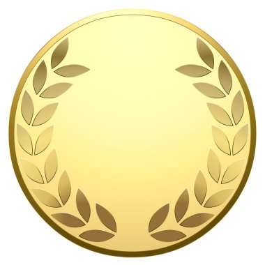 Beyaz arka planda şöhretli altın madalya