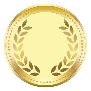 Beyaz arka planda şöhretli altın madalya