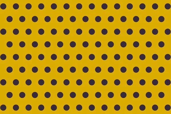 黄色の背景にポルカドットのシームレスなパターン イラストデザイン — ストック写真