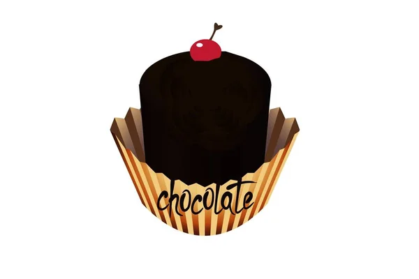 Chocolate Cupcake Isolado Fundo Branco Desenho Ilustrativo — Fotografia de Stock
