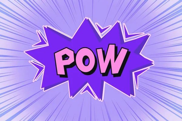Comic Pow Wording Pink Background White Speech Bubble Rays Illustration — Stock Photo, Image