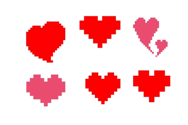 Set Pixel Hearts Bit Geïsoleerd Illustratie Ontwerp — Stockfoto