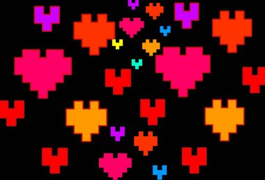 Sevgililer Günü için kusursuz piksel kalp deseni - illüstrasyon 