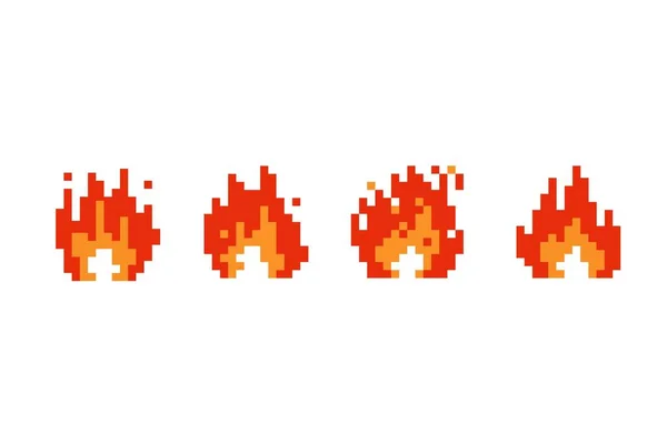 Llama Fuego Píxeles Bits Aislada Sobre Fondo Blanco Diseño Ilustración — Foto de Stock