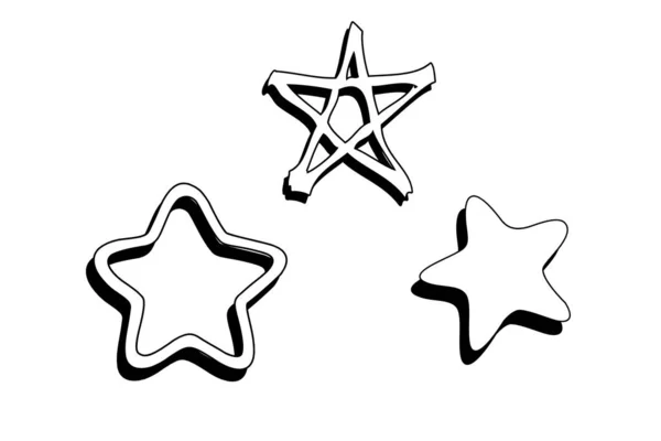 Conjunto Estrellas Aisladas Sobre Fondo Blanco Ilustración —  Fotos de Stock