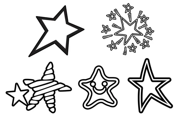 Set Stars Isolated White Background Illustration Design Style — Stock Photo, Image