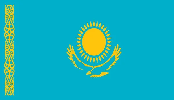 Bandera República Kazajstán País Asia Central Aislado Sobre Fondo Blanco — Foto de Stock