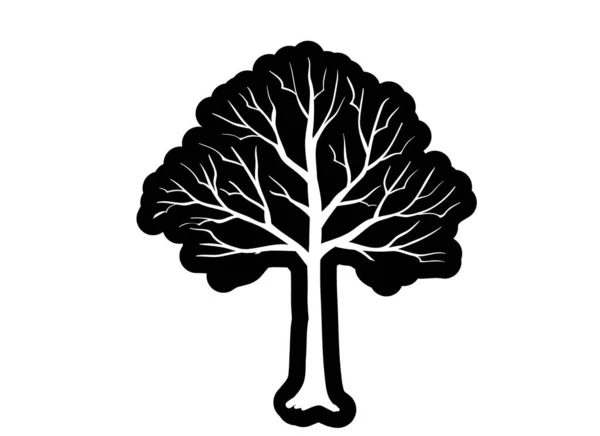 Ikon Siluet Pohon Sederhana Pada Latar Belakang Putih — Stok Foto