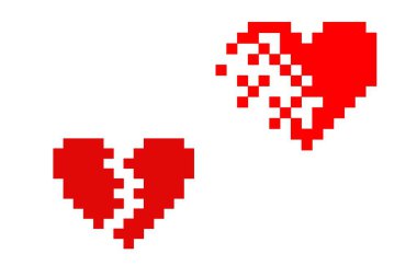  beyaz arkaplanda piksel kalp pikseli resim çizimi