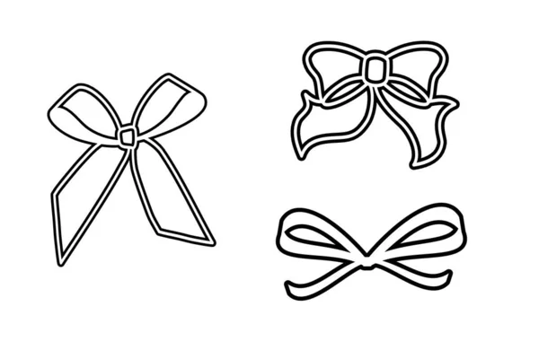 Bow Tie Ribbons Collection Line White Background — Stock Photo, Image