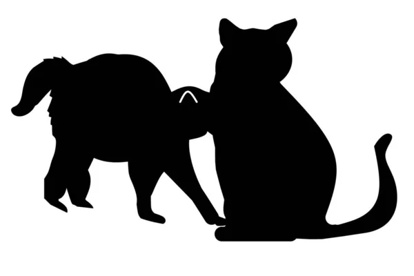 Katten Silhouet Geïsoleerd Witte Achtergrond Illustratie Ontwerp — Stockfoto
