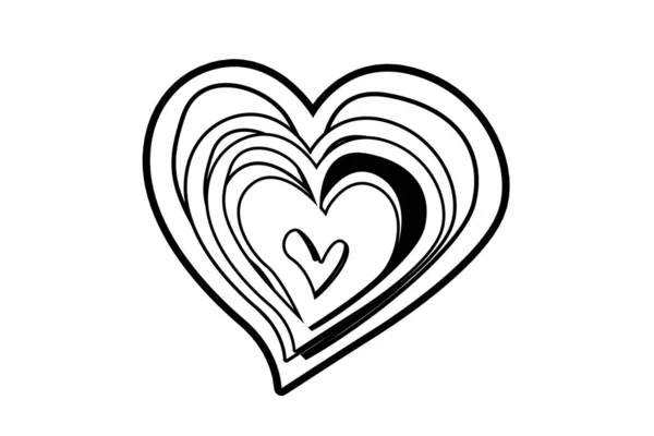 Einfache Handgezeichnete Herz Illustration Isoliert Auf Weißem Hintergrund Niedliche Valentinstag — Stockfoto