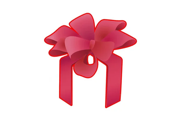 Illustration Decorative Red Ribbon Bow White Background — Stock Photo, Image